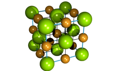 Рисунок 1. Элементарная ячейка NaCl. Na+ – желтый, Cl– – зеленый
